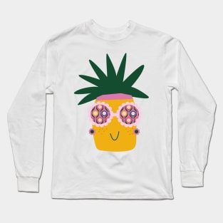 happy pineapple summer time Long Sleeve T-Shirt